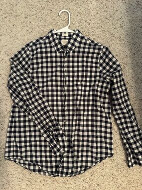 J. Crew Navy and White Gingham Button-Down Shirt